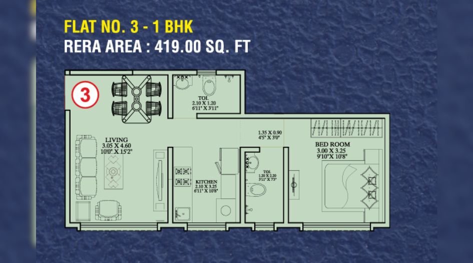 Mahir-Enclave-Floor-Plan-1 BHK-419 Sqft